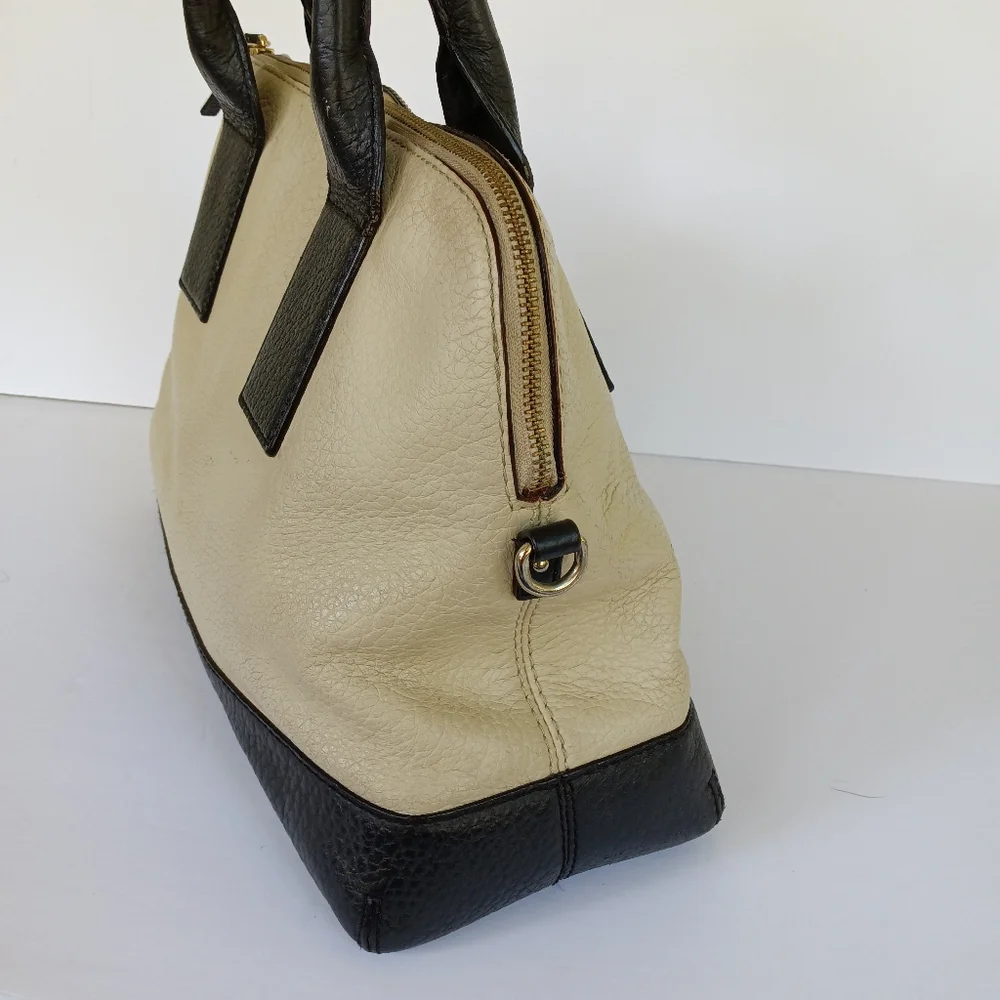 Kate Spade Two-Toned Cream & Black Leather Satchel Handbag